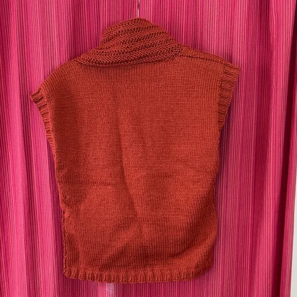 Hand Knit Cowl Neck Sweater in Rich Rust - Picture 3 of 4